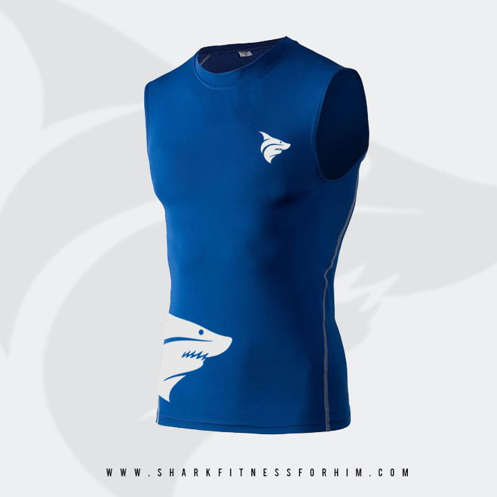 Body Fitness Performance Vest - BLUE-WHITE